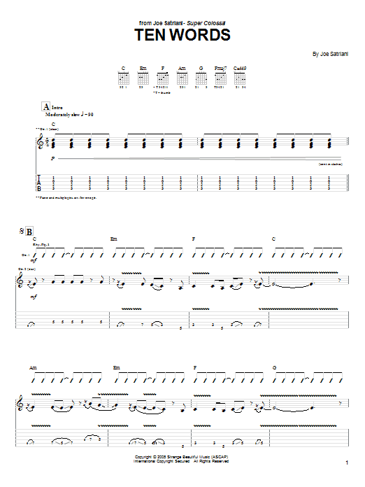 Ten Words (Guitar Tab) von Joe Satriani