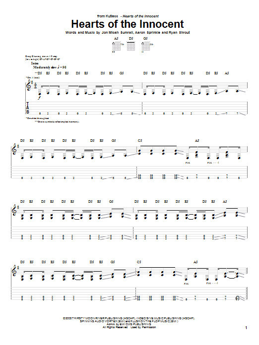 Hearts Of The Innocent (Guitar Tab) von Kutless