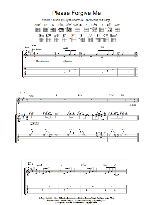 Please Forgive Me (Guitar Tab) von Bryan Adams