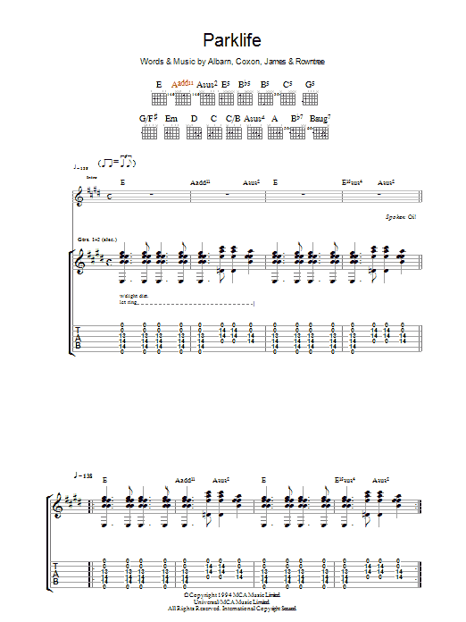 Parklife (Guitar Tab) von Blur