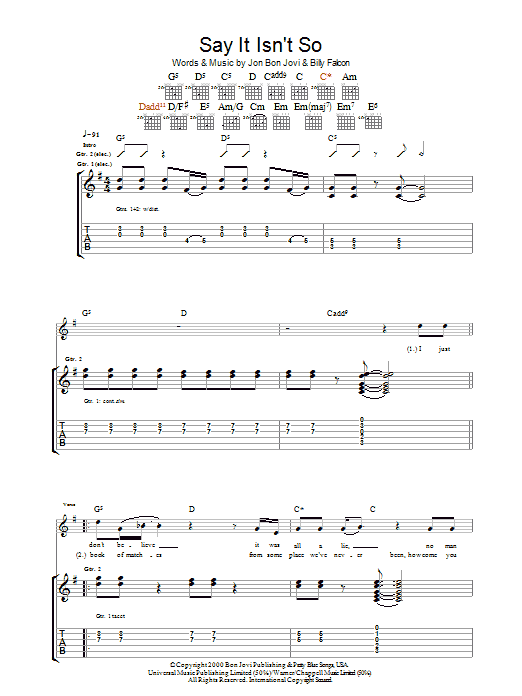 Say It Isn't So (Guitar Tab) von Bon Jovi