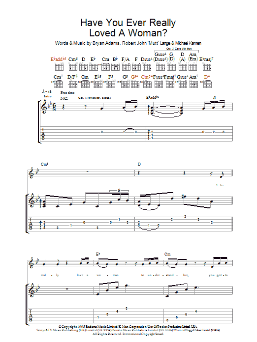 Have You Ever Really Loved A Woman? (Guitar Tab) von Bryan Adams