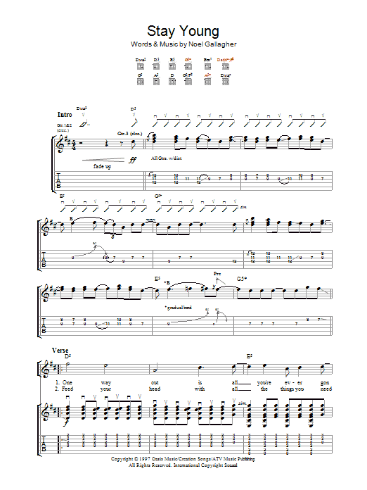 Stay Young (Guitar Tab) von Oasis