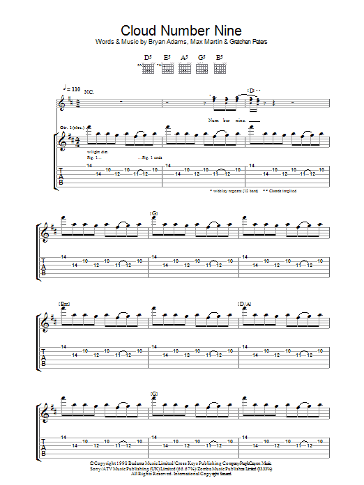 Cloud Number Nine (Guitar Tab) von Bryan Adams