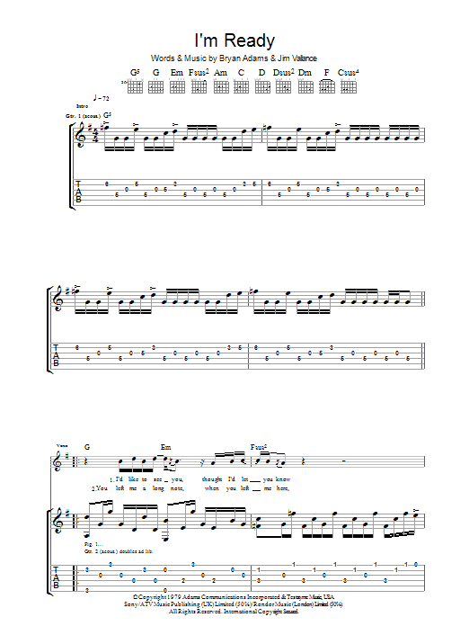 I'm Ready (Guitar Tab) von Bryan Adams