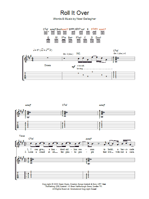 Roll It Over (Guitar Tab) von Oasis