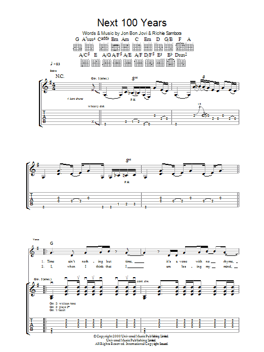 Next 100 Years (Guitar Tab) von Bon Jovi