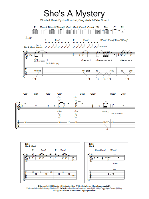 She's A Mystery (Guitar Tab) von Bon Jovi