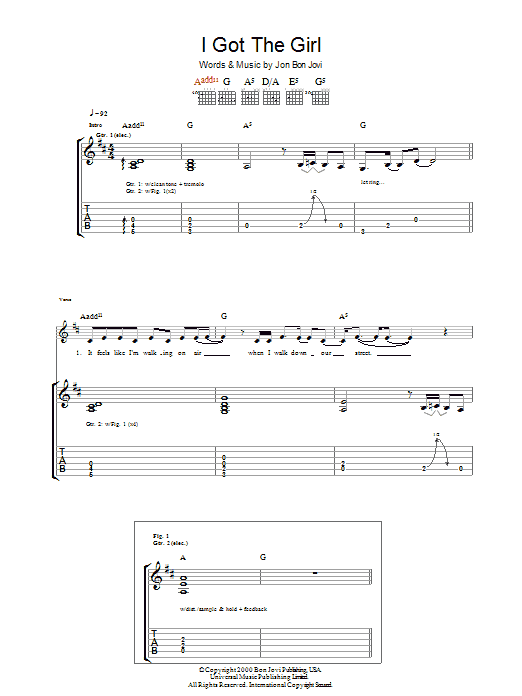 I Got The Girl (Guitar Tab) von Bon Jovi