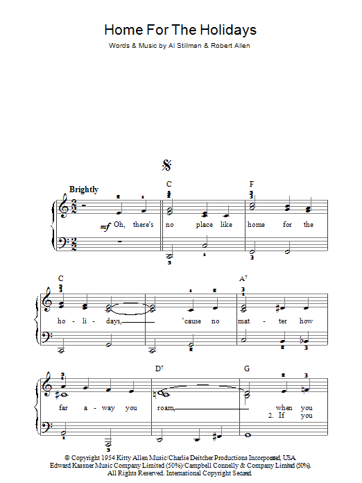 (There's No Place Like) Home For The Holidays (Piano, Vocal & Guitar Chords) von Perry Como