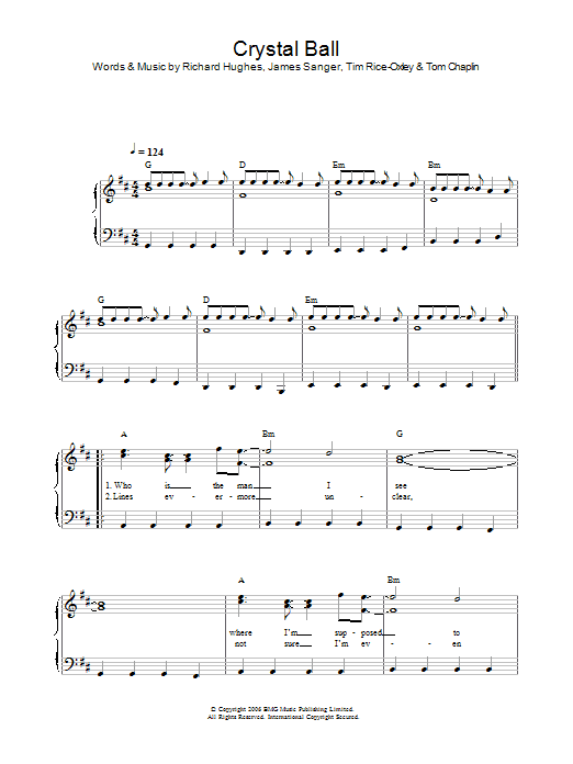 Crystal Ball (Piano, Vocal & Guitar Chords) von Keane