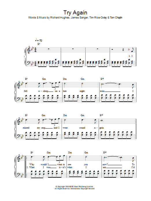 Try Again (Piano, Vocal & Guitar Chords) von Keane