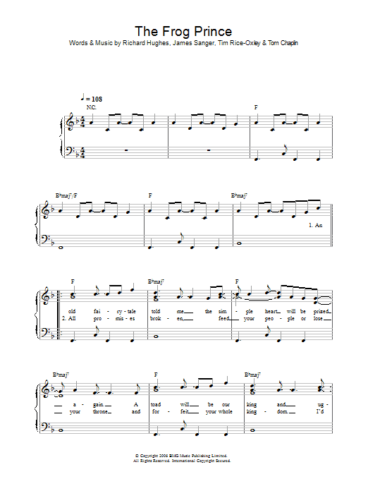 The Frog Prince (Piano, Vocal & Guitar Chords) von Keane