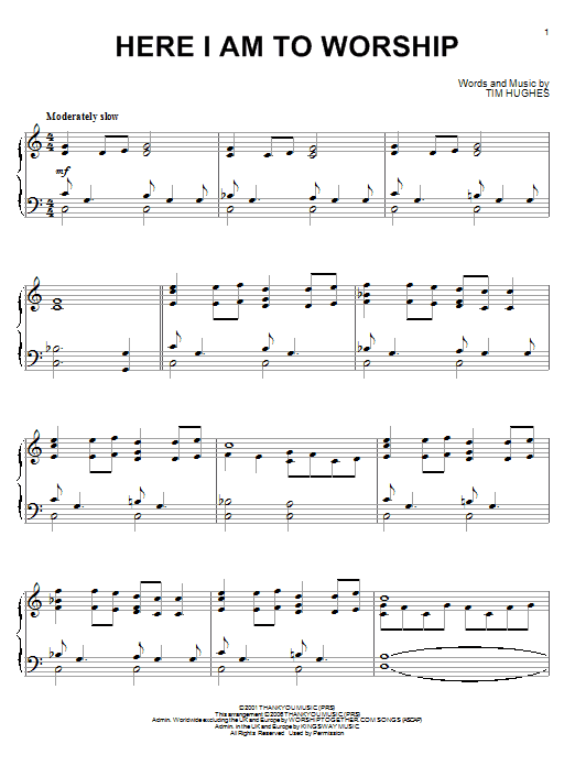 Here I Am To Worship (Piano Solo) von Tim Hughes