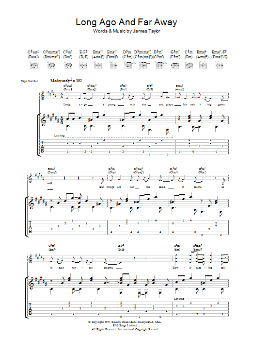 Long Ago And Far Away (Guitar Tab) von James Taylor