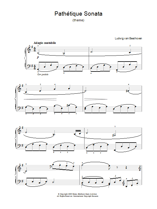 Theme From Pathetique Sonata (Piano Solo) von Ludwig van Beethoven