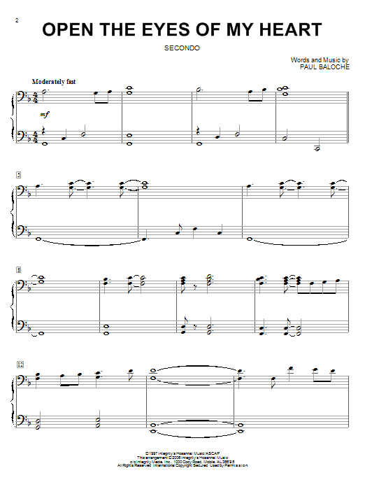 Open The Eyes Of My Heart (Piano Duet) von Paul Baloche