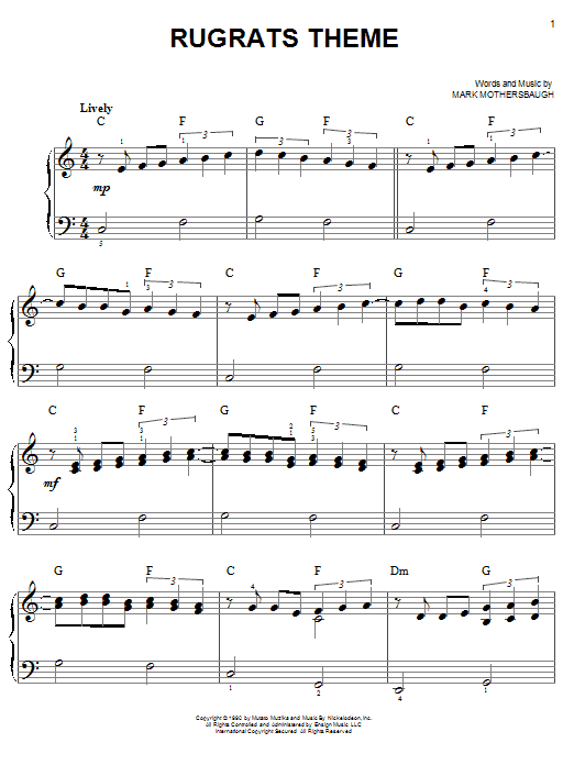 Rugrats Theme (Easy Piano) von Mark Mothersbaugh