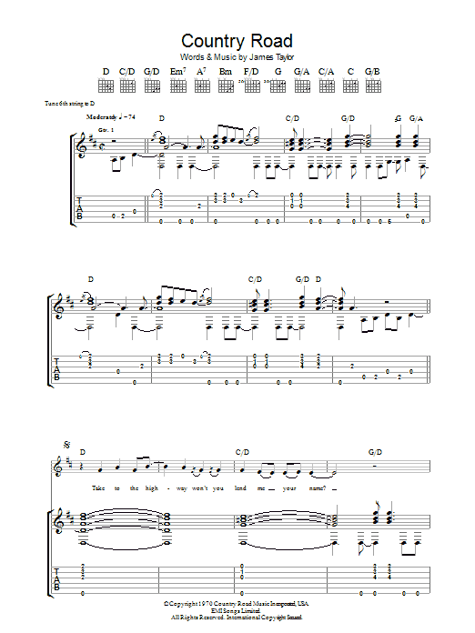 Country Road (Guitar Tab) von James Taylor