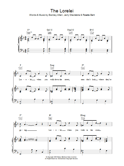 The Lorelei (Piano, Vocal & Guitar Chords) von Jerry Gladstone