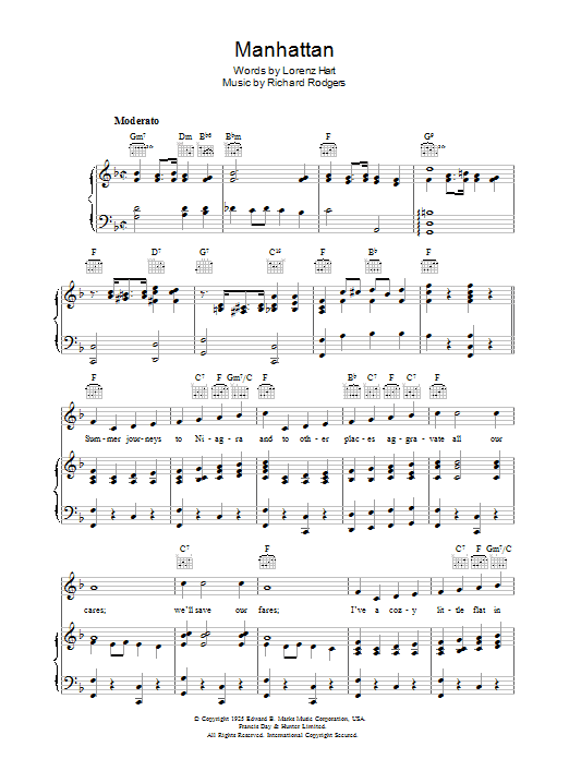 Manhattan (Piano, Vocal & Guitar Chords) von Rodgers & Hart