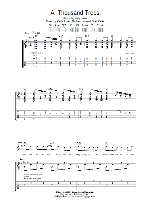 A Thousand Trees (Guitar Tab) von Stereophonics