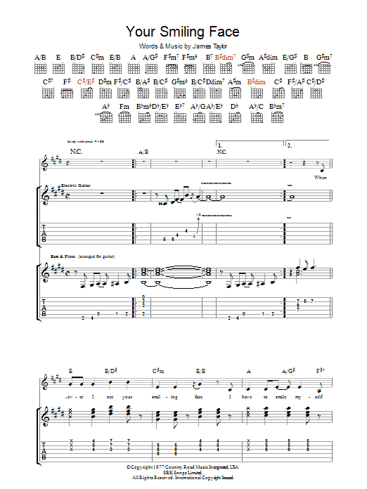 Your Smiling Face (Guitar Tab) von James Taylor