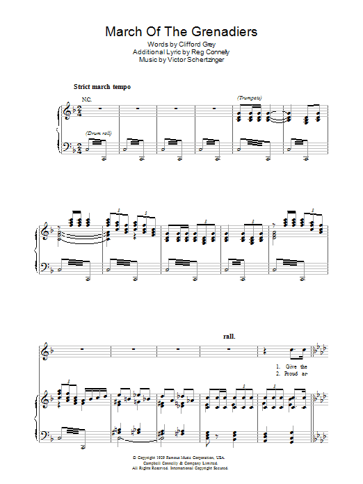 March Of The Grenadiers (Piano, Vocal & Guitar Chords) von Victor Schertzinger