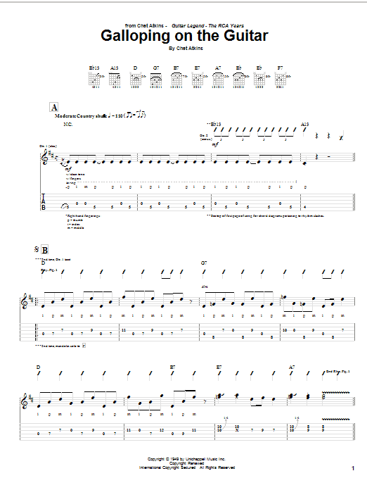 Galloping On The Guitar (Guitar Tab) von Chet Atkins