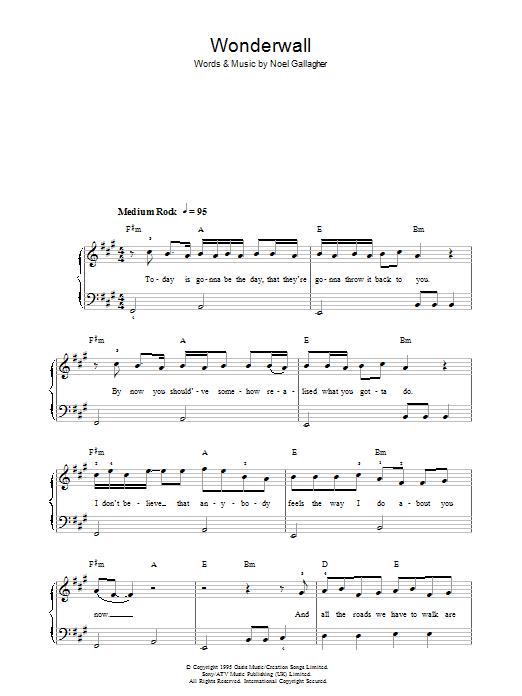Wonderwall (Easy Piano) von Oasis