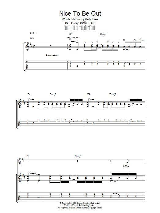 Nice To Be Out (Guitar Tab) von Stereophonics