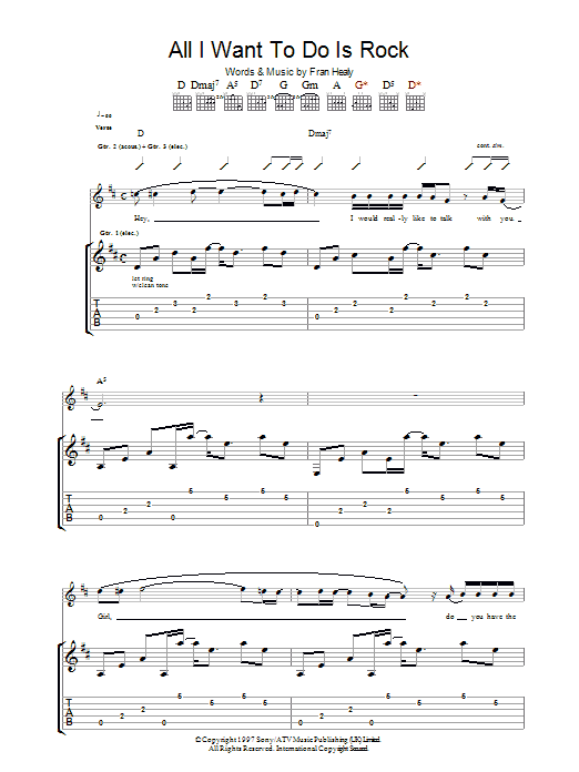 All I Want To Do Is Rock (Guitar Tab) von Travis