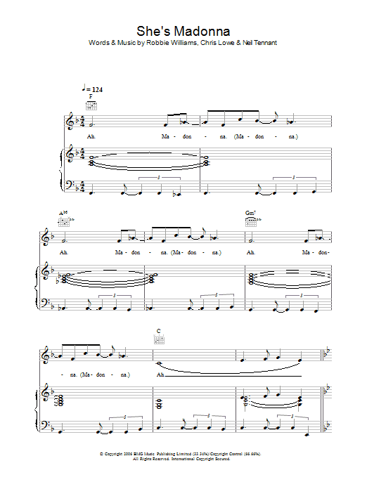 She's Madonna (Piano, Vocal & Guitar Chords) von Robbie Williams