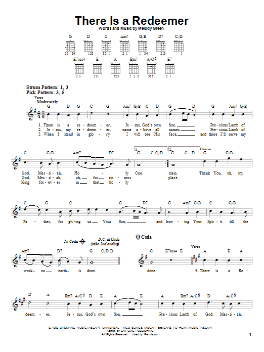 There Is A Redeemer (Easy Guitar) von Keith Green