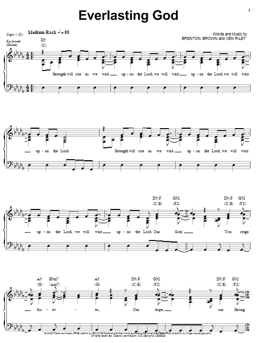 Everlasting God (Piano, Vocal & Guitar Chords (Right-Hand Melody)) von Chris Tomlin