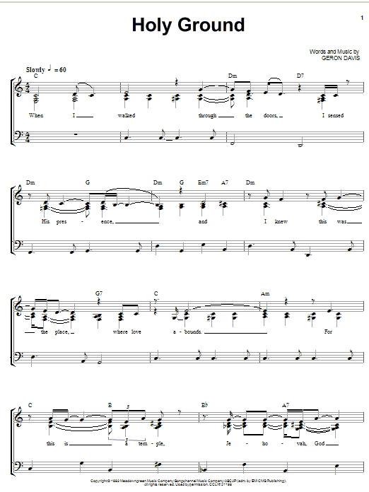 Holy Ground (Piano, Vocal & Guitar Chords (Right-Hand Melody)) von Geron Davis