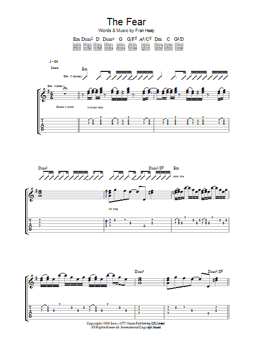 The Fear (Guitar Tab) von Travis