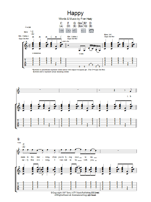 Happy (Guitar Tab) von Travis