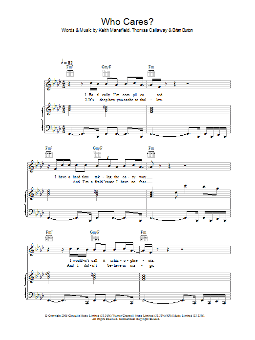 Who Cares? (Piano, Vocal & Guitar Chords) von Gnarls Barkley