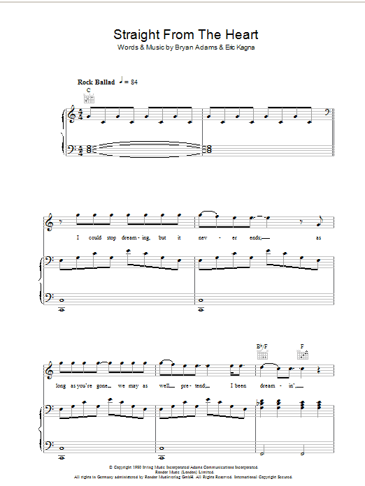 Straight From The Heart (Piano, Vocal & Guitar Chords) von Bryan Adams