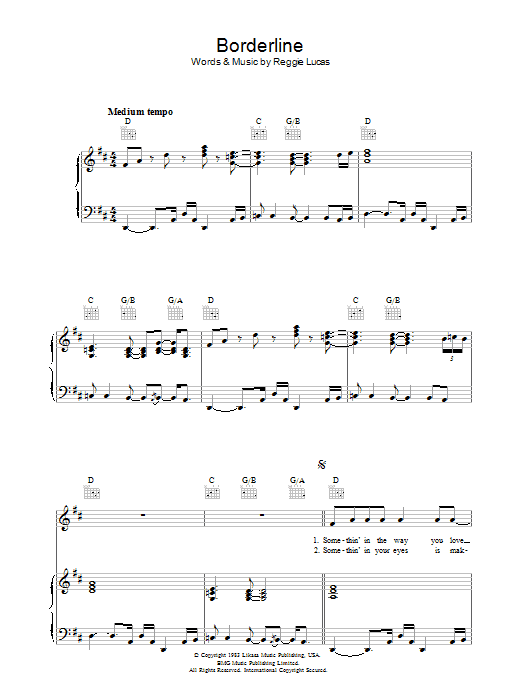 Borderline (Piano, Vocal & Guitar Chords) von Madonna