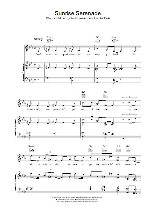 Sunrise Serenade (Piano, Vocal & Guitar Chords) von Jack Lawrence