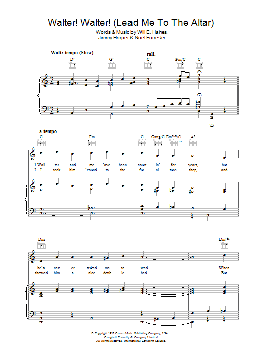Walter, Walter (Lead Me To The Altar) (Piano, Vocal & Guitar Chords) von Will E. Haines