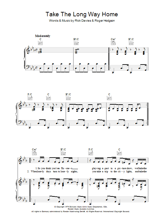 Take The Long Way Home (Piano, Vocal & Guitar Chords) von Supertramp