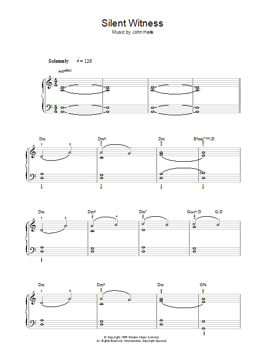 Silent Witness (Piano, Vocal & Guitar Chords) von John Harle