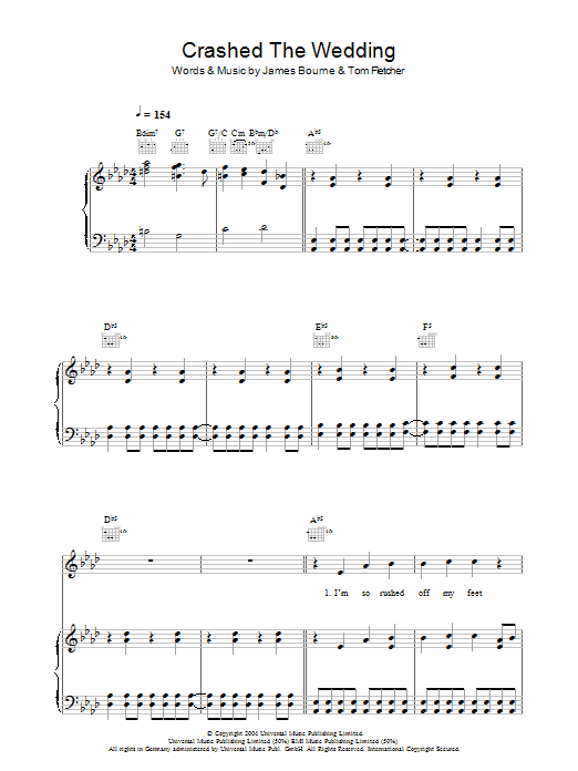 Crashed The Wedding (Piano, Vocal & Guitar Chords) von Busted