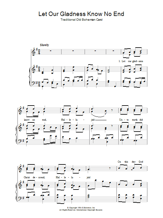 Let Our Gladness Know No End (Piano, Vocal & Guitar Chords) von Christmas Carol