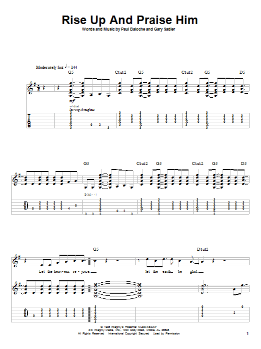 Rise Up And Praise Him (Guitar Tab (Single Guitar)) von Paul Baloche