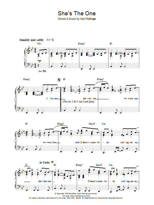 She's The One (Piano, Vocal & Guitar Chords) von Robbie Williams