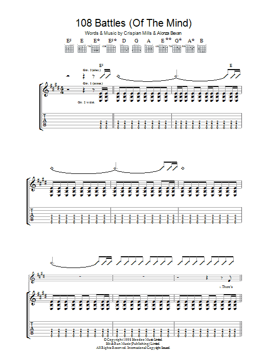 108 Battles (Of The Mind) (Guitar Tab) von Kula Shaker